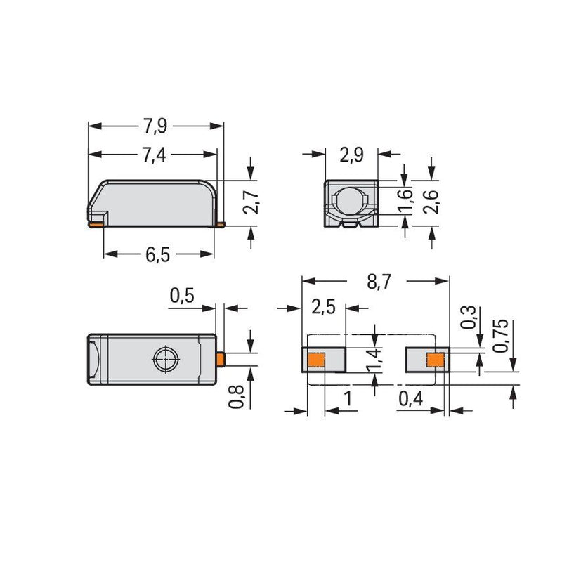 WAGO - Ein- und mehrpolige Klemmenleiste SMD-Leiterplattenklemme 2059-301/998-603 0,5mm²,Maß 3mm,ws − 44400 Stück