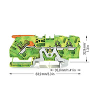WAGO - Schutzleiter-Reihenklemme Schutzleiterklemme 2104-1307 4 qmm, gn-ge − 50 Stück