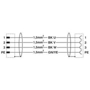 Phoenix Contact - Energiekabel < 1 kV, für ortsveränderlichen Einsatz Steckverbinder beidseitig K-3E-M17 M9/#1619304 kunststoffumspritzt − 2 Stück