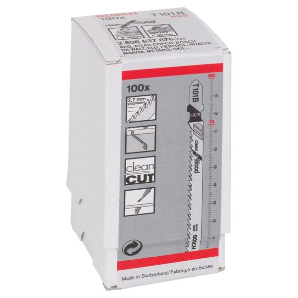 Bosch - Stichsägeblatt Clean for Wood, 100er-Pack 2608637876