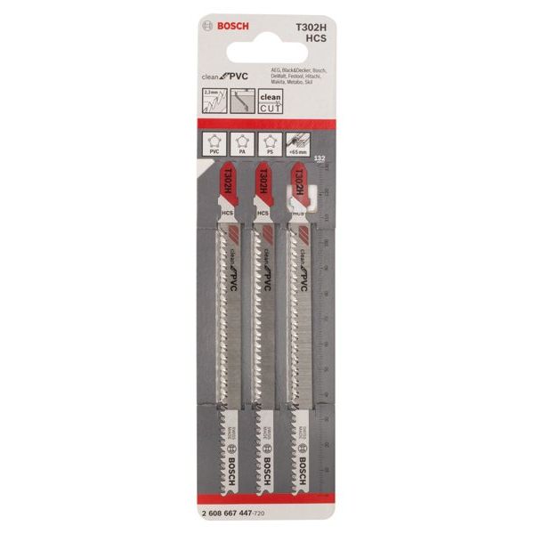 Bosch - Stichsägeblatt PRO Plastics PVC clean 2608667447 T302H Stichsägeblatt