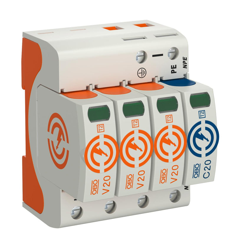 OBO Bettermann - Überspannungsableiter für Energietechnik/Stromversorgung SurgeController V20 V20-3+NPE-280 dreipolig mit NPE − 1 Stück