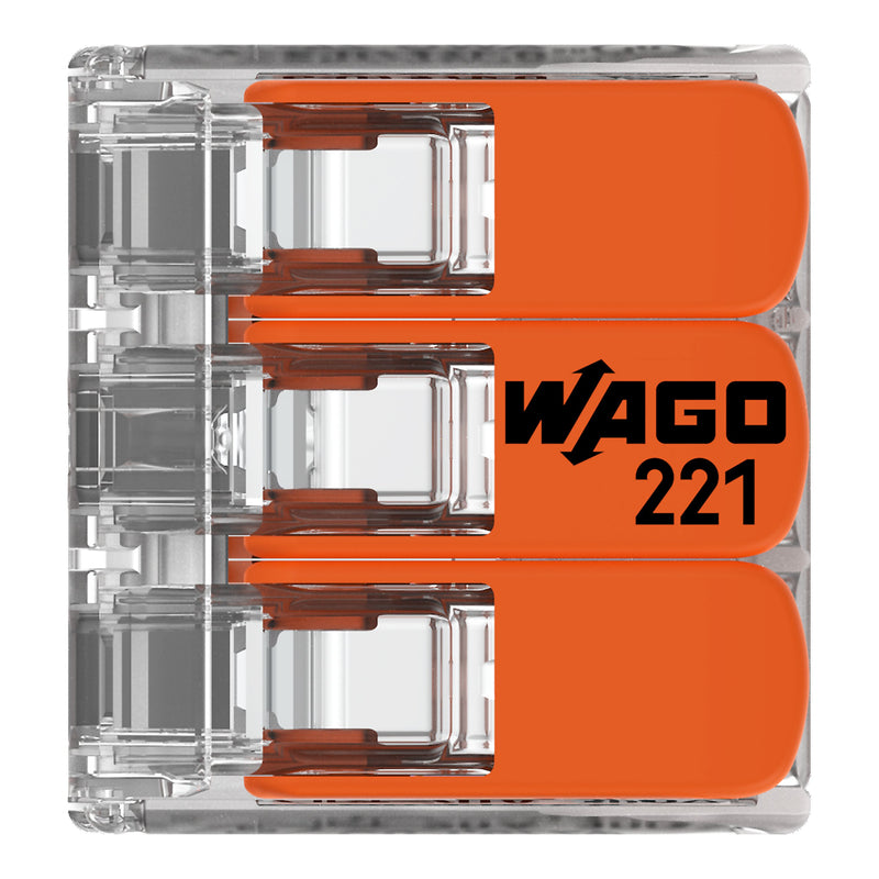 WAGO - Steckklemme Compact-Verbindungsklemme 221-413 3-Leiter bis 4qmm − 50 Stück