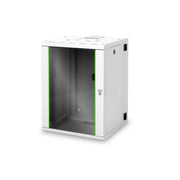 DIGITUS - Netzwerk-/Serverschrank Wandschrank mit Glastür DN-19 16-U-3 RAL 7035 H=802mm