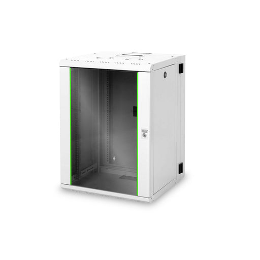 DIGITUS - Netzwerk-/Serverschrank Wandschrank mit Glastür DN-19 16-U-3 RAL 7035 H=802mm