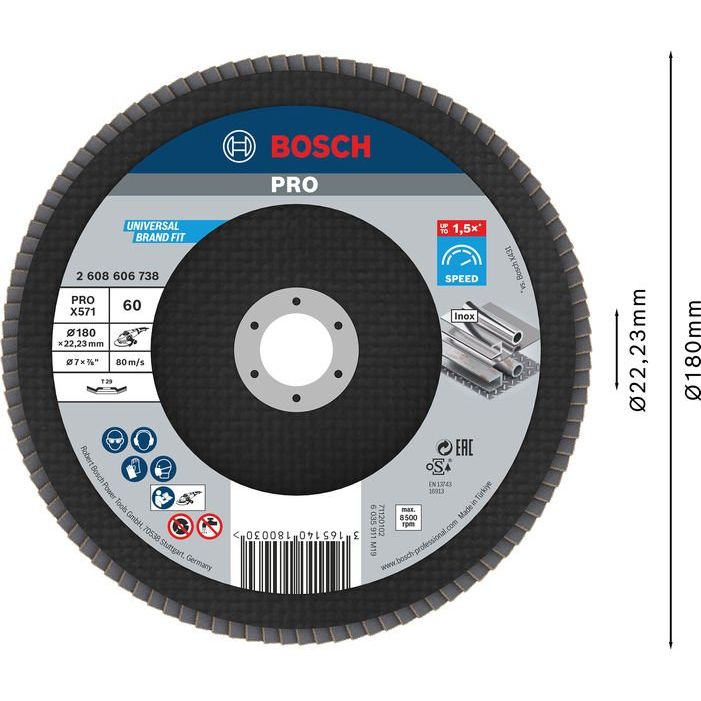 Bosch - Trenn-/Schleifscheibe PRO X571 2608606738 Fächerschleifscheibe