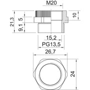 OBO Bettermann - Erweiterungs-/Reduzierring Adapter PG - M 107 ADA PG13-M20 lichtgr., PG13,5-M20 − 20 Stück