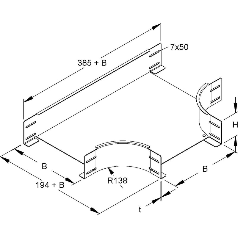Niedax - T-Stück für Kabelrinne T-Stück für Kabelrinne RTSS 100.300 S 100x300mm