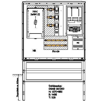 GSAB Elektrotechnik - Zähler-Leergehäuse Wandlermessung 22.W250.001-HAK2 RWE 250A