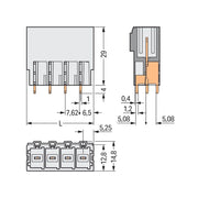 WAGO - Leiterplattensteckverbinder THT-Stiftleiste Lötstift 831-3602 1,0x1,2,gerade,lgr − 48 Stück