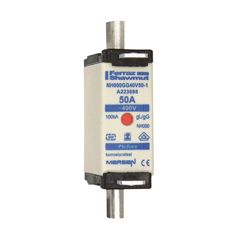 Mersen - Messersicherung Sicherungseinsatz NH gG NH000GG40V50-1 Gr.000 50A SGL KM − 9 Stück