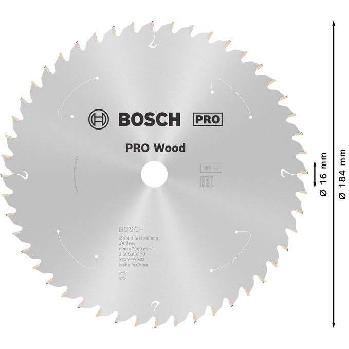 Bosch - Kreissägeblatt PRO Wood cordless 2608837701 Kreissägeblatt 184 x
