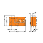 WAGO - Leiterplattenklemme 2LeiterLeiterplattenklemme 742-166 Aufnahme,2,5 mm²,or − 200 Stück