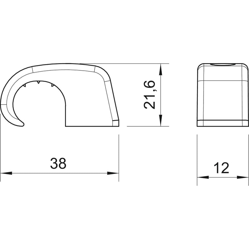 OBO Bettermann - Nagelschelle (für Kabel) Haft-Clip ohne Nagel 4043 17-21mm, PP, lgr − 100 Stück