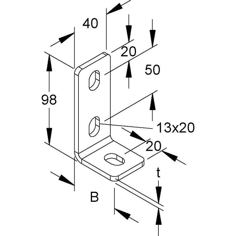 Niedax - Befestigungselement für Stiel/Profilschiene Wandanschlusswinkel WWA 100 f. Boden/Deckenbef