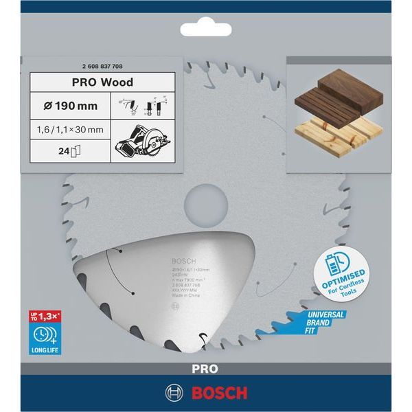 Bosch - Kreissägeblatt PRO Wood cordless 2608837708 Kreissägeblatt 190 x