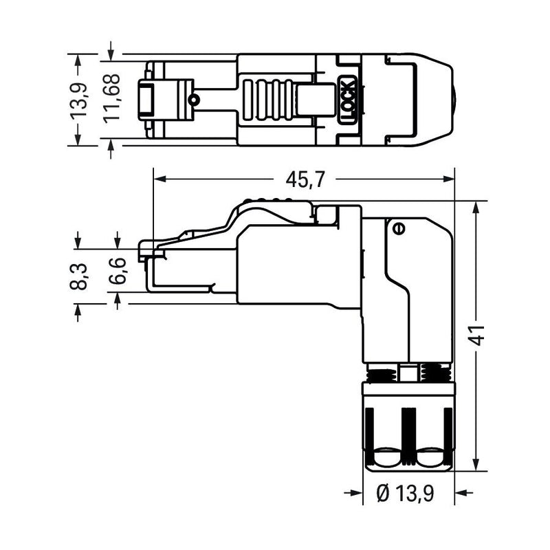 WAGO - Modularer Steckverbinder ETHERNET-Stecker RJ-45 750-979/000-022 Cat. 6A