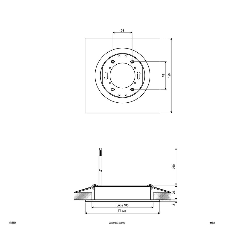 EVN Lichttechnik - Downlight/Strahler/Flutlicht Einbauleuchte 539 414 alu 1-flammig, starr