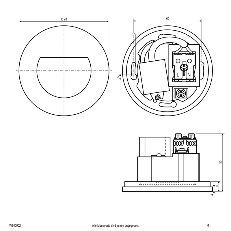 EVN Lichttechnik - Decken-/Wandleuchte LED-Wandeinbauleuchte W800902