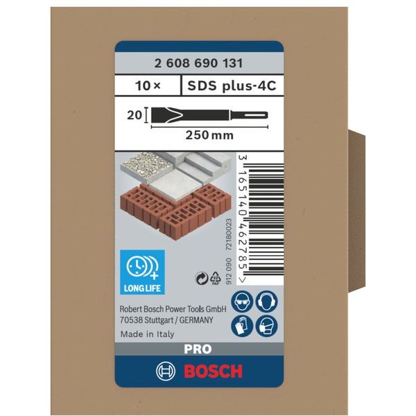 Bosch Power Tools - Maschinenmeißel PRO SDS plus-4C 2608690131 Flachmeißelset 20 x  − 1 Packung
