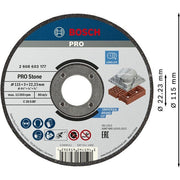 Bosch - Trenn-/Schleifscheibe PRO Stone Trennscheibe, 2608603177 115 x 3 x 22,23 mm