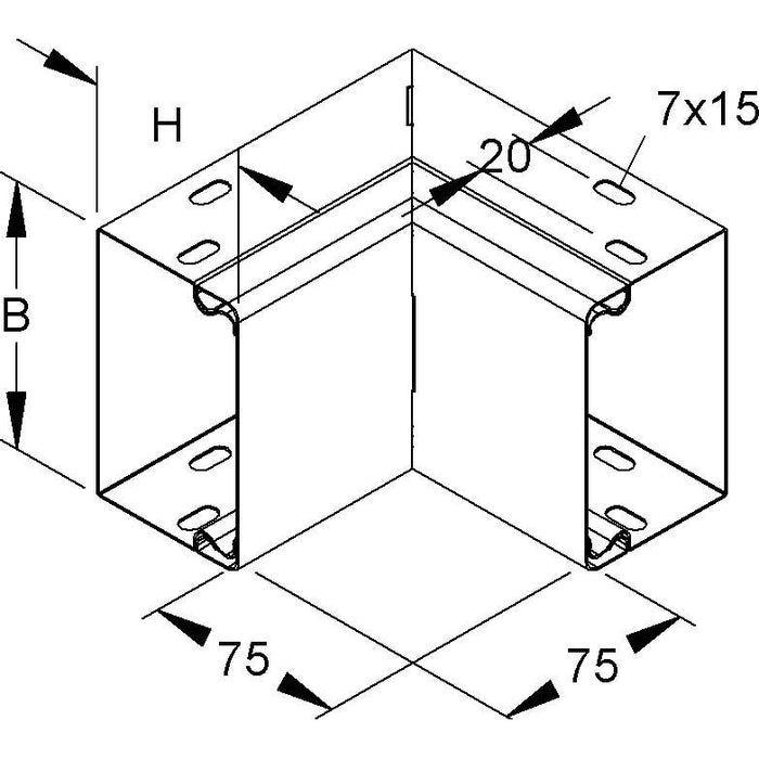 Niedax - Inneneck für Leitungsführungskanal Inneneck, 90 Grad LEIC 60.060  − 1 Stück
