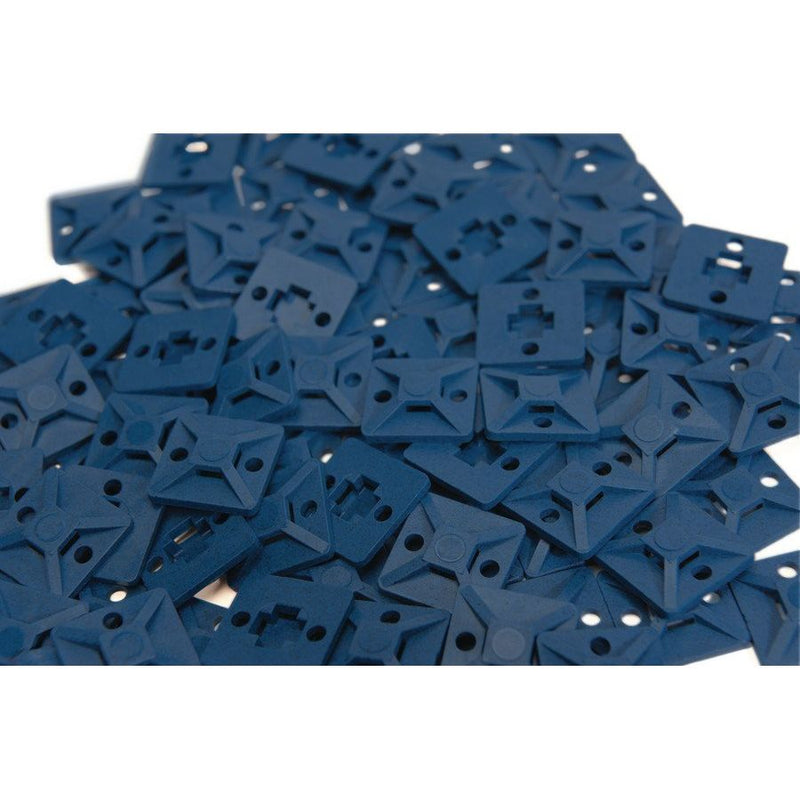 HellermannTyton - Befestigungssockel und -element für Kabelbinder Befestigungssockel MCMB4-PA66MP-BU-C1 detektierbar − 100 Stück