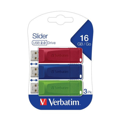 Verbatim - Speichermedium digital USB 2.0 Stick 16GB 49326 Slider,rt-bl-gn − 5 Stück