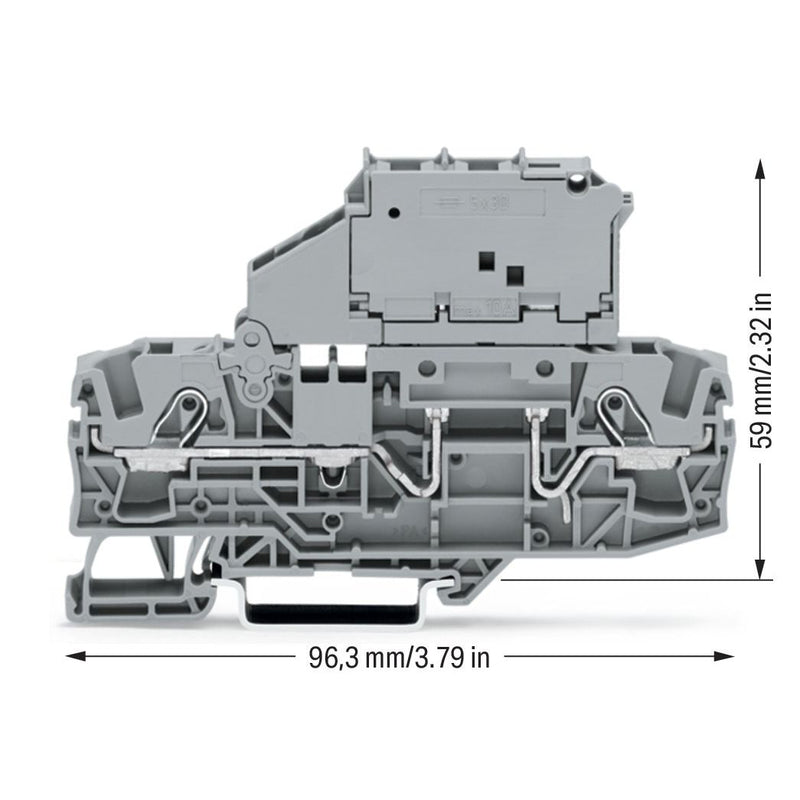 WAGO - Sicherungs-Reihenklemme 2-Leiter-Sicherungsklemme 2006-1621 5x30mm,grau − 25 Stück