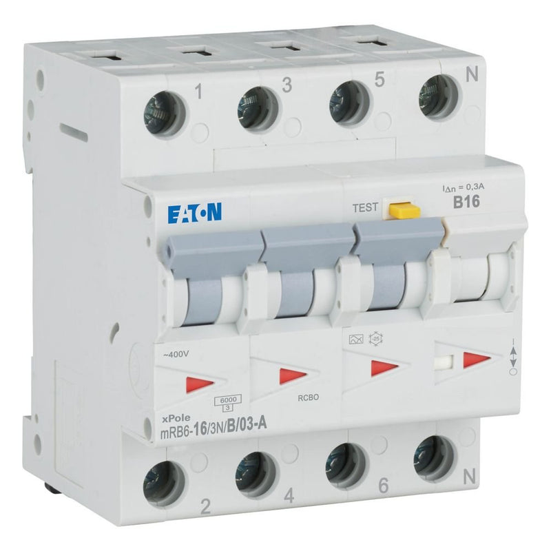 Eaton - Kombination FI-Schalter/Leitungsschutzschalter FI/LS Kombination mRB6-16/3N/B/03-A 16A 300mA