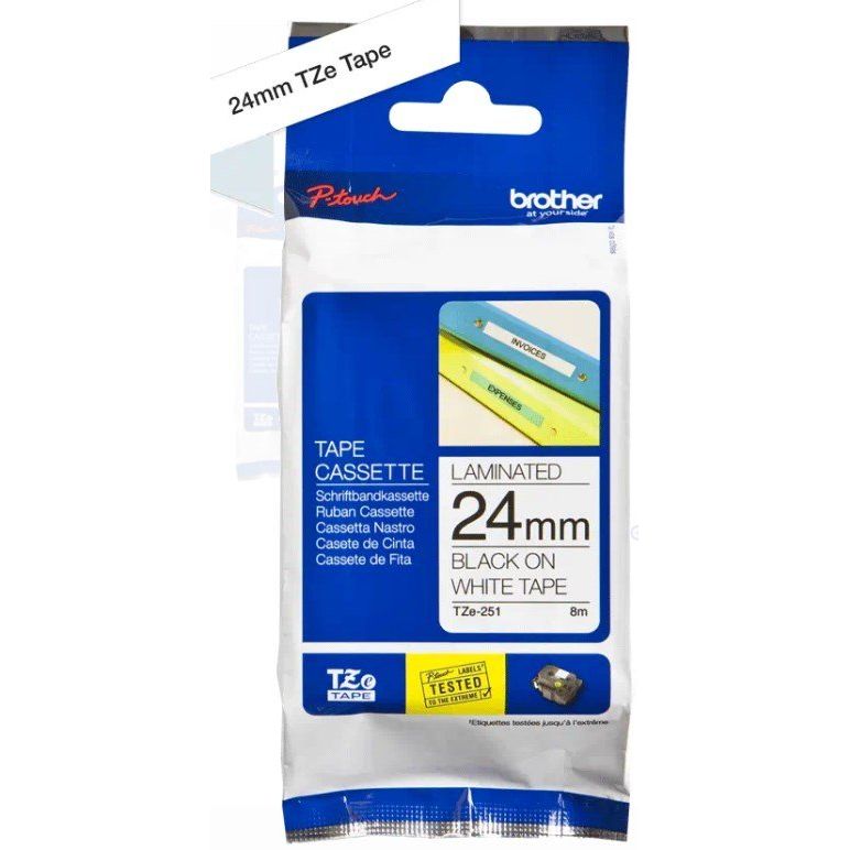 Brother - Schriftband Schriftbandkassette TZe-251 BF.weiß/DF.schwarz