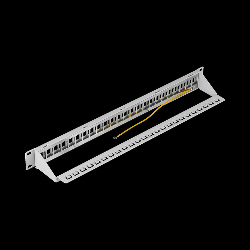 EFB-Elektronik - Frontpanel/Patchpanel leer (Schaltschrank) Verteilerfeld 19" 1HE 37578.1V2 24-Port, RAL 7035