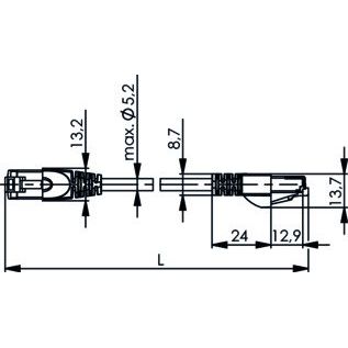 Telegärtner - Patchkabel Kupfer Patchkabel S/FTP C.6A 10m 100009057 MP8 500,LSZH,bl,1:1