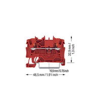 WAGO - Durchgangs-Reihenklemme 2-Leiter-Durchgangsklemme 2201-1203 1,5 mm²,rot − 100 Stück