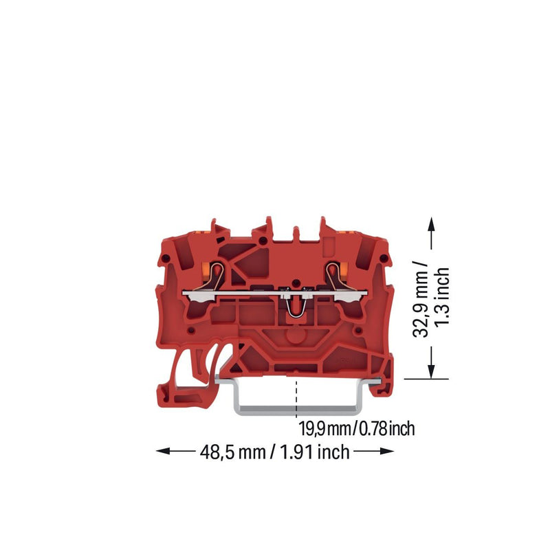 WAGO - Durchgangs-Reihenklemme 2-Leiter-Durchgangsklemme 2201-1203 1,5 mm²,rot − 100 Stück