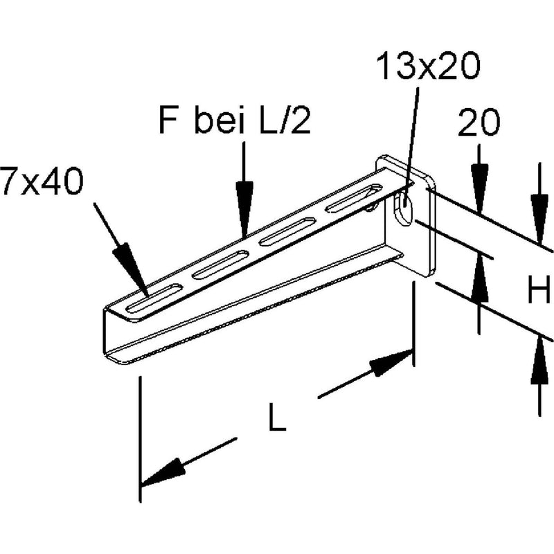 Rico - Ausleger für Kabeltragsystem Ausleger 16B2-500-V 500mm 3,6 kN