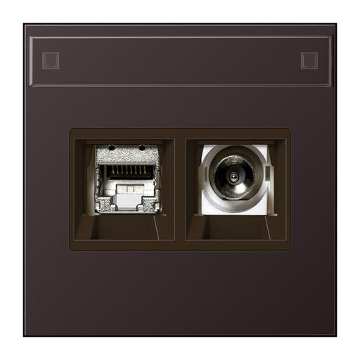 Jung - Einsatz/Abdeckung für Kommunikationstechnik Smart-TV-Anschlussdose 2f MMD AL 4521 D Schriftfeld, dark