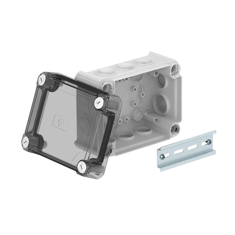 OBO Bettermann - Dose, Gehäuse für Montage auf der Wand/Decke Kabelabzweigkasten T 100 HD TR m. transp. Deckel