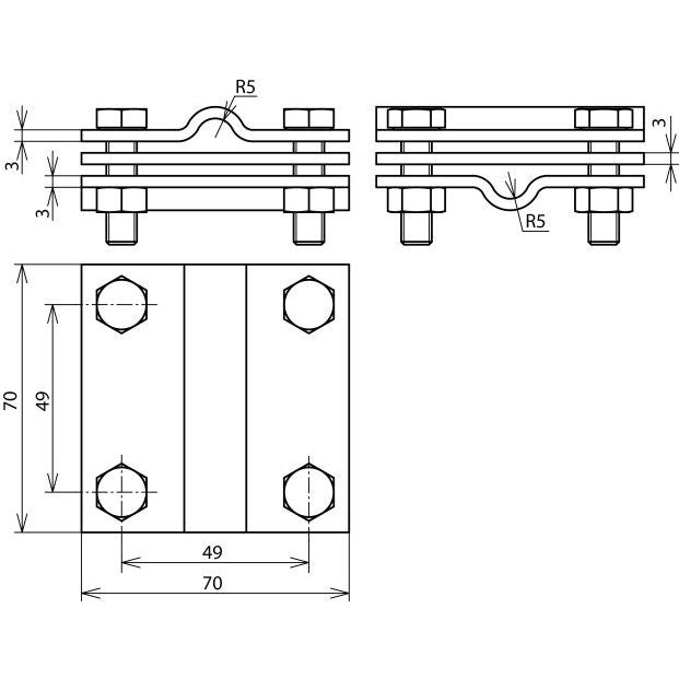 DEHN - Verbinder für Blitzschutz Kreuzstück NIRO KS7.107.10FL40ZPV4A f.Rd 7-10/Fl 30-40mm