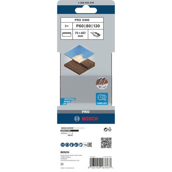 Bosch - Schleifpapierset PRO X440 Schleifband, 75 x 2608606040 457 mm G60 G80 G100