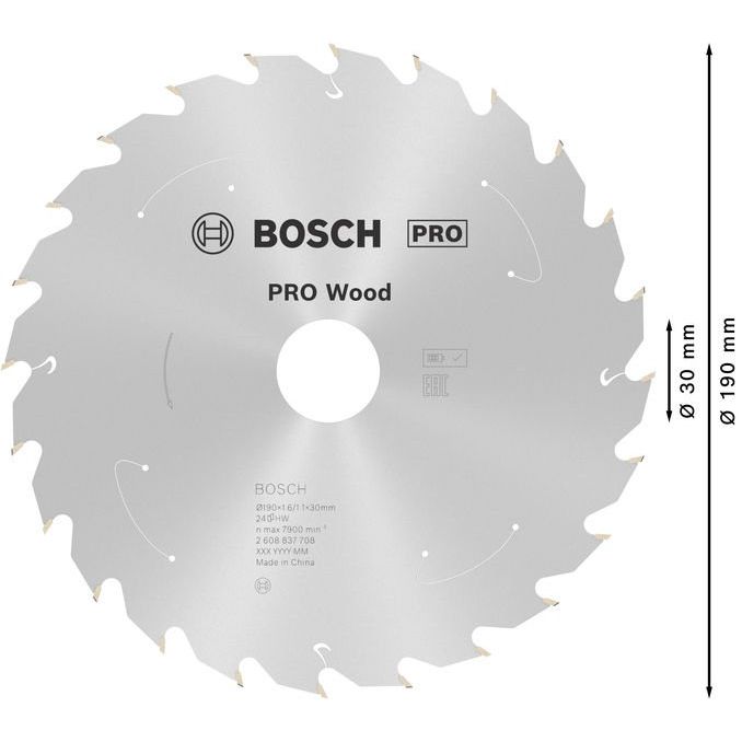 Bosch - Kreissägeblatt PRO Wood cordless 2608837708 Kreissägeblatt 190 x