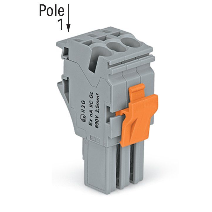WAGO - Ein- und mehrpolige Klemmenleiste 1-Leiter-Federleiste 2022-103/999-953 CAGECLAMP,4mm²,gr − 100 Stück