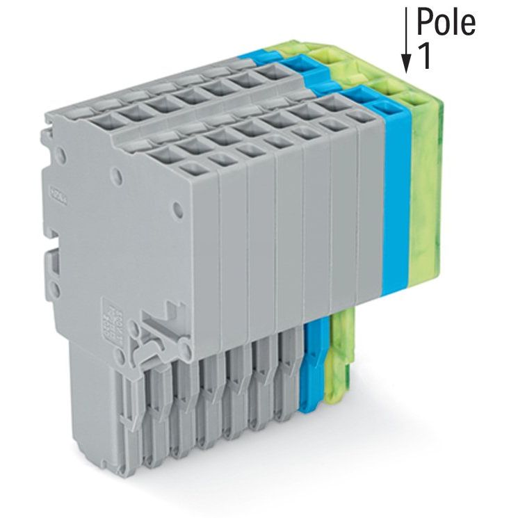 WAGO - Ein- und mehrpolige Klemmenleiste 2-Leiter-Federleiste 2020-211/000-038 1,5mm²,gr/bl/gn-ge − 20 Stück