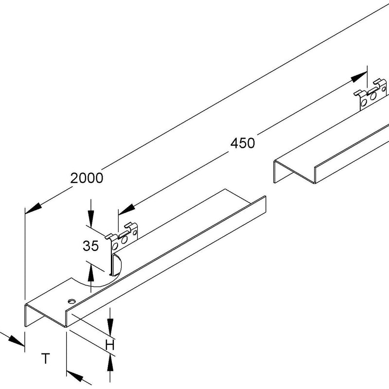 Niedax - Trennwand für Geräteeinbaukanal Trennwand GTS 50 Stahl − 20 Meter