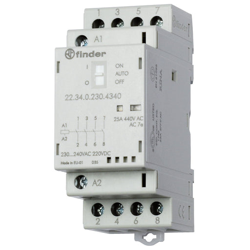 Finder - Installationsschütz für Reiheneinbau Installationsschütz 22.34.0.230.4340 230VAC/DC,4S,LED