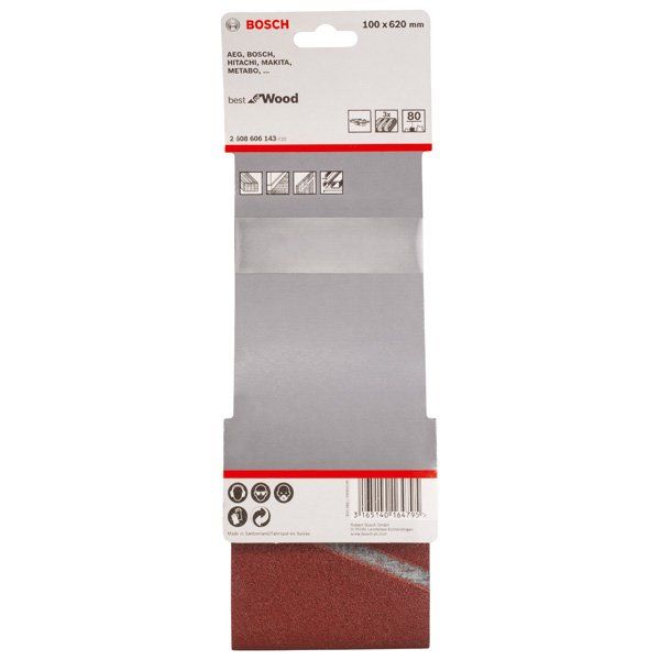Bosch - Schleifpapier/Schleifvlies PRO X440 Schleifband, 100 2608606143 x 620 mm G80 3-tlg