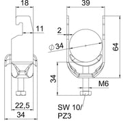OBO Bettermann - Bügelschelle BS-U1-M-34 A2 28-34mm − 25 Stück