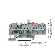 WAGO - Trenn- und Messtrenn-Reihenklemme 3-Leiter-Trenn-/Messklemme 2002-1771/401-000 2,5mm² grau − 50 Stück