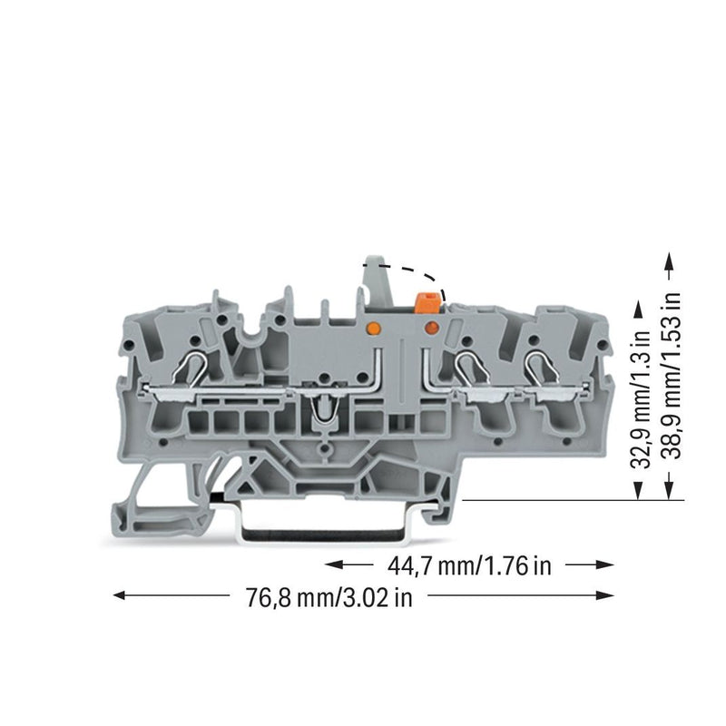 WAGO - Trenn- und Messtrenn-Reihenklemme 3-Leiter-Trenn-/Messklemme 2002-1771/401-000 2,5mm² grau − 50 Stück