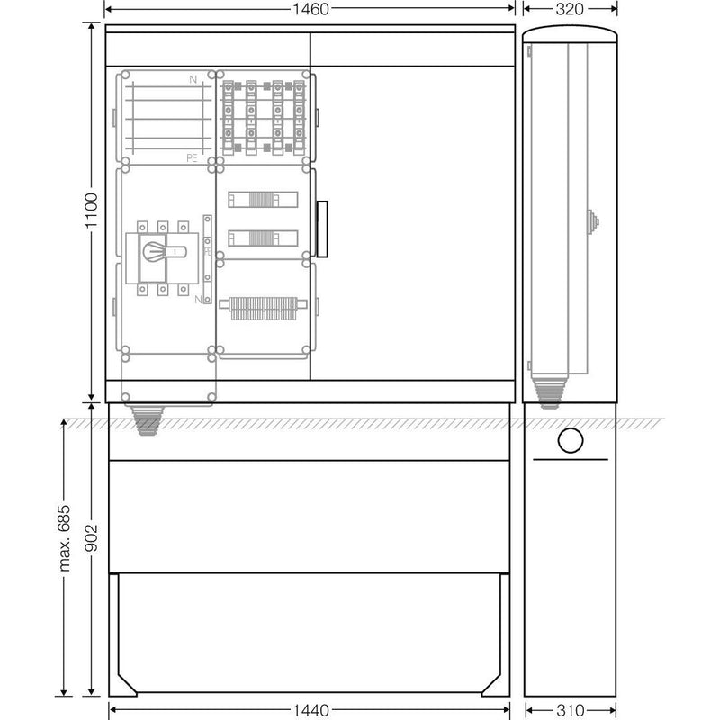 Hensel - Verteilerschrank für Energieversorgung Ladeverteiler Mi EV 22kW 4110 f.4 Ladep. a 22kW
